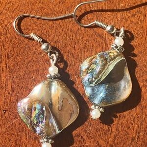 Elegant Iridescent Earrings with Pearl Accents